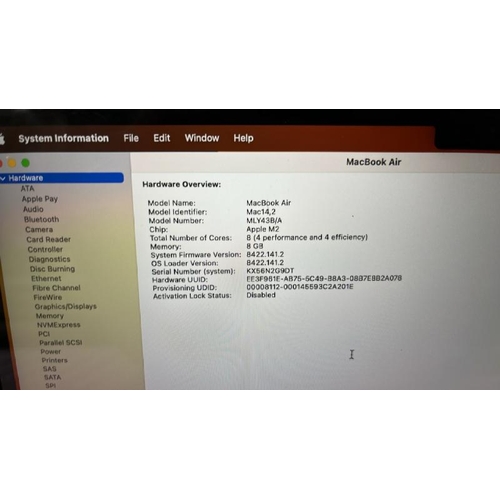 8541 - APPLE MACBOOK AIR 2022, APPLE M2 CHIP, 8GB RAM, 512GB SSD, 13.6 INCH IN MIDNIGHT, MLY43B/A / LIMITED... 