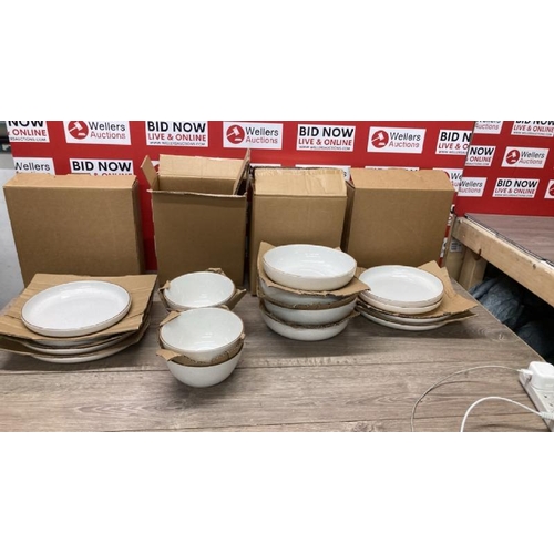 4037 - OVER & BACK STONEWARE DINNERWARE SET / NEW BUT ONE PLATE CHIPPED / SEE IMAGES / F18