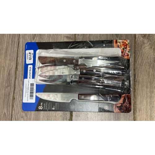 4119 - TRAMONTINA SIX PIECE JUMBO STEAK KNIFE SET - BROWN / NEW IN OPEN PACKAGING / C36