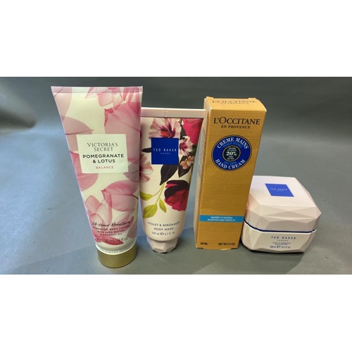 9560 - LOCCITANE HAND CREAM / BRAND NEW+ VICTORIA'S SECRET BODY LOTION 236ML + TED BAKER BODY WASH 200ML + ... 