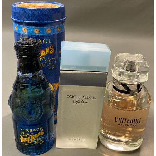 9586 - DOLCE & GABBANA LIGHT BLUE 50ML+ GIVENCHY PARFUM L'INTERDIT 80ML + VERSACE BLUE JEANS MSN 75ML / PAR... 