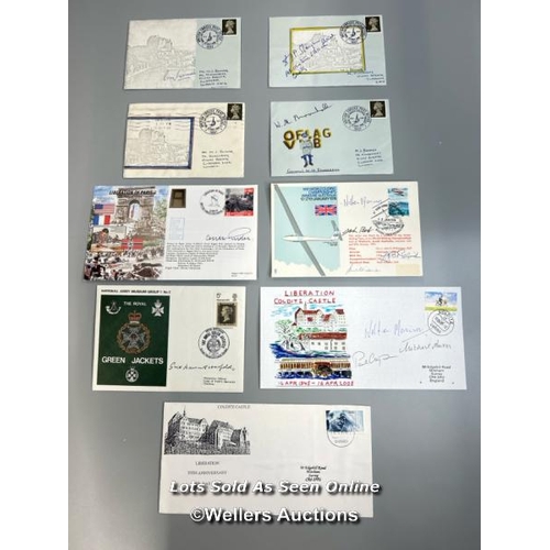 11 - Nine mixed commemorative first day covers of Colditz Oflag IVc and others signed by various prisoner... 