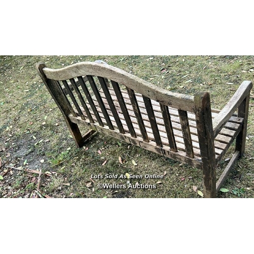 1 - Teak garden bench, 85cm (h) x 120cm (w) x 48cm (d) / Please bring equipment and labour to assist wit... 