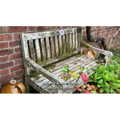 10 - Teak garden bench, 91cm (h) x 120cm (w) x 60cm (d) / Please bring equipment and labour to assist wit... 