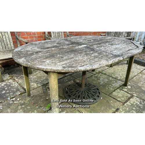 11 - Fioline teak extending garden table, 73cm (h) x extended length 242cm / Please bring equipment and l... 