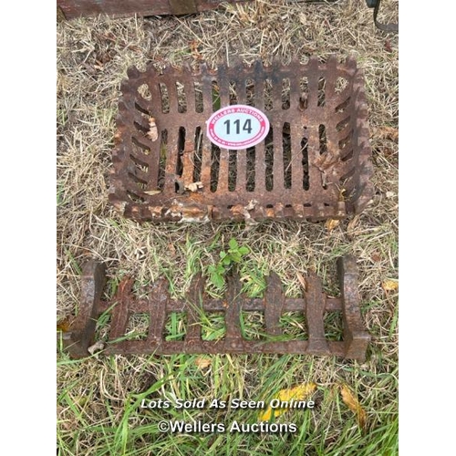 114 - Fire grate 18cm (h) x 40cm (w) x 27cm (d) and front / Please bring equipment and labour to assist wi... 