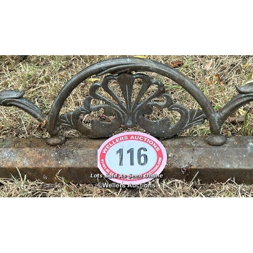 116 - Brass fire fender, 20cm (h) x 153cm (w) x 40cm (d) / Please bring equipment and labour to assist wit... 