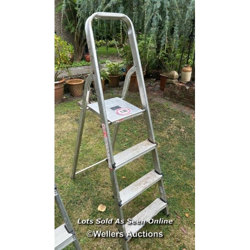 130 - 4 rung aluminium step ladder / Please bring equipment and labour to assist with removal of all lots.... 