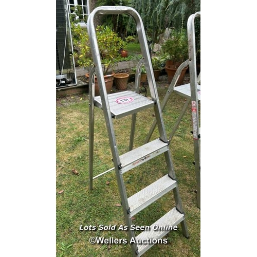 131 - 4 rung aluminium step ladder / Please bring equipment and labour to assist with removal of all lots.... 