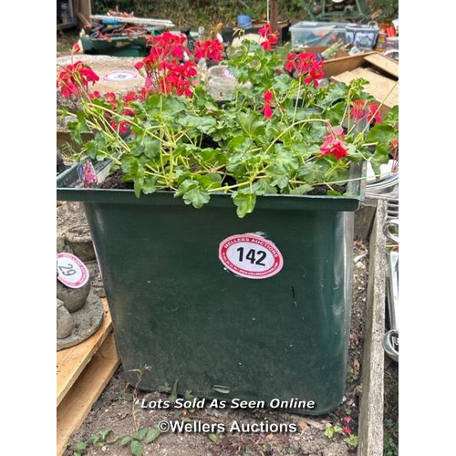 142 - Cast iron square planter, 50cm (h) x 50cm (w) x 50cm (d) / Please bring equipment and labour to assi... 