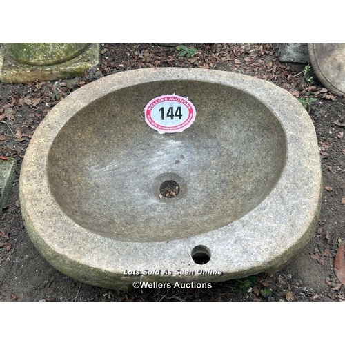 144 - A polished granite sink, 20cm (h) x 52cm (w) x 44cm (d) / Please bring equipment and labour to assis... 