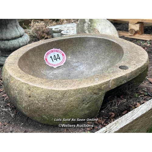 144 - A polished granite sink, 20cm (h) x 52cm (w) x 44cm (d) / Please bring equipment and labour to assis... 