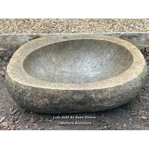 144 - A polished granite sink, 20cm (h) x 52cm (w) x 44cm (d) / Please bring equipment and labour to assis... 