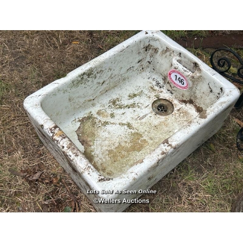 146 - Butlers sink, 24cm (h) x 45cm (w) x 62cm (d) / Please bring equipment and labour to assist with remo... 