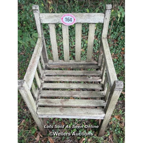 164 - Rustic elm garden armchair, 93cm (h) x 54cm (w) x 54cm (d)  / Please bring equipment and labour to a... 