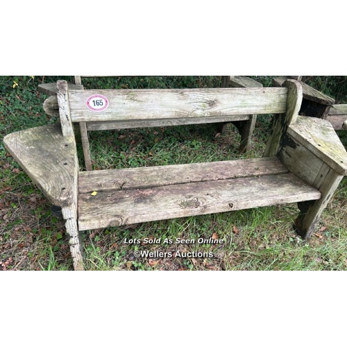 165 - Rustic elm garden bench, 77cm (h) x 180cm (w) x 43cm (d) / Please bring equipment and labour to assi... 