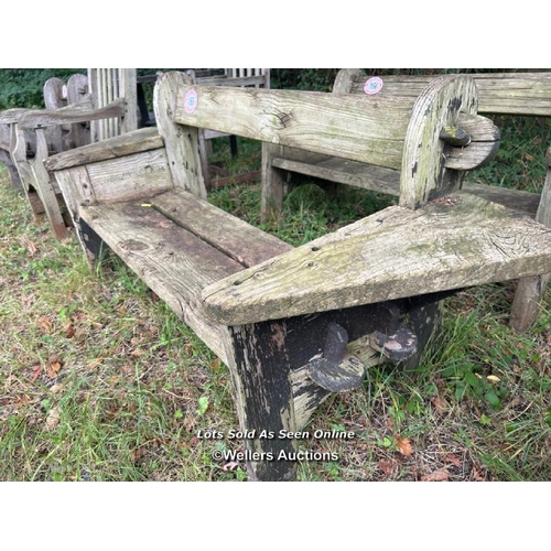 165 - Rustic elm garden bench, 77cm (h) x 180cm (w) x 43cm (d) / Please bring equipment and labour to assi... 