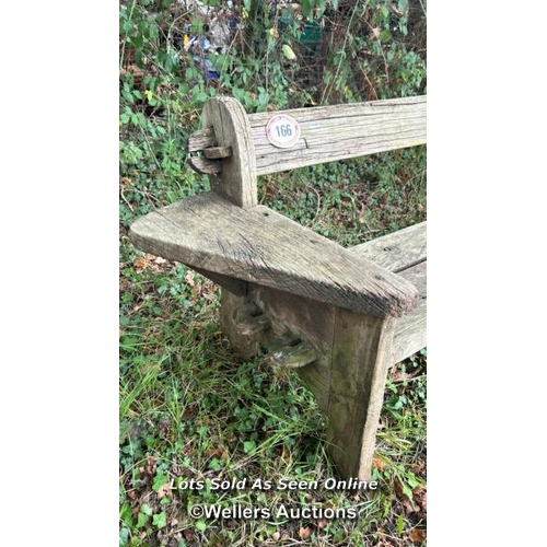 166 - Rustic elm garden bench, 72cm (h) x 175cm (w) x 59cm (d) / Please bring equipment and labour to assi... 