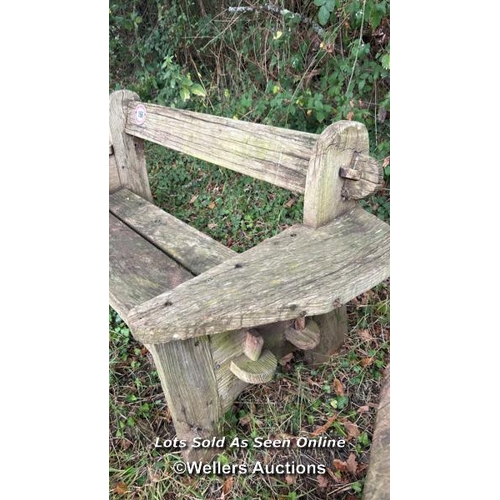 166 - Rustic elm garden bench, 72cm (h) x 175cm (w) x 59cm (d) / Please bring equipment and labour to assi... 