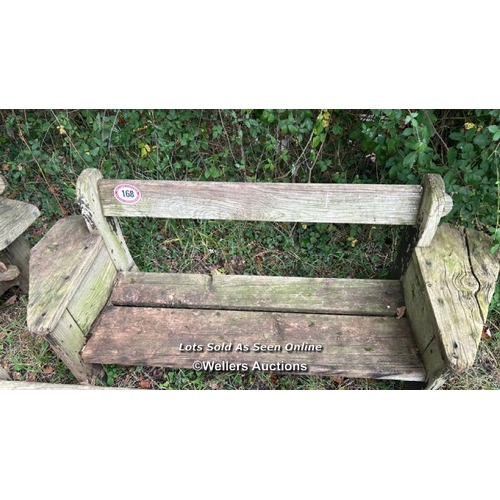 168 - Rustic elm garden bench, 75cm (h) x 178cm (w) x 62cm (d) / Please bring equipment and labour to assi... 