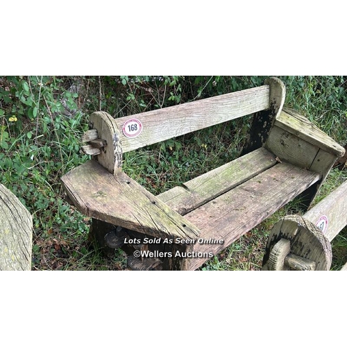 168 - Rustic elm garden bench, 75cm (h) x 178cm (w) x 62cm (d) / Please bring equipment and labour to assi... 