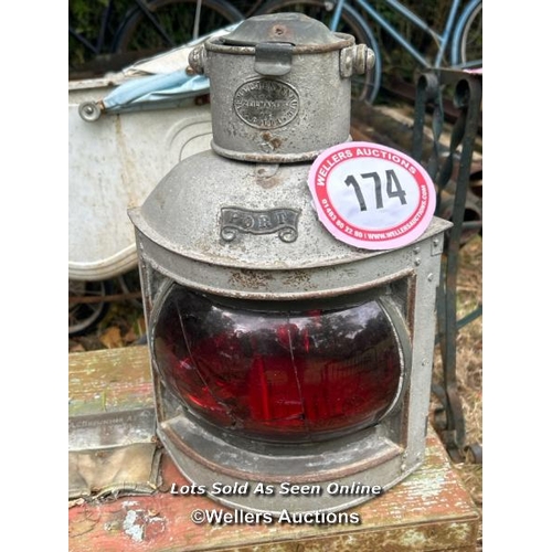 174 - Port side ships lantern / Please bring equipment and labour to assist with removal of all lots. All ... 