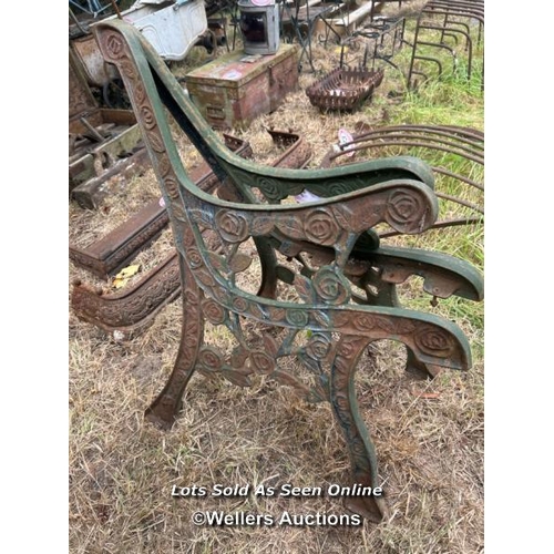 175 - Pair of cast iron bench ends, 82cm (h) / Please bring equipment and labour to assist with removal of... 