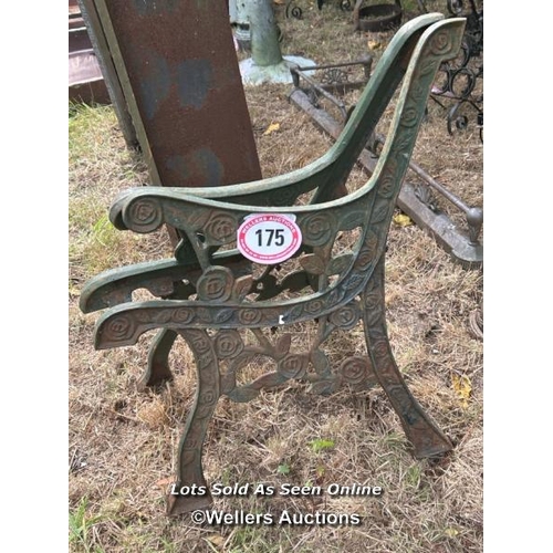 175 - Pair of cast iron bench ends, 82cm (h) / Please bring equipment and labour to assist with removal of... 