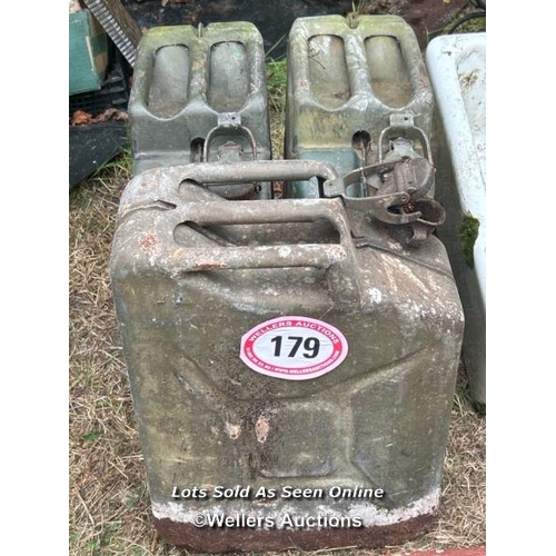 179 - Three jerry cans / Please bring equipment and labour to assist with removal of all lots. All lots ar... 