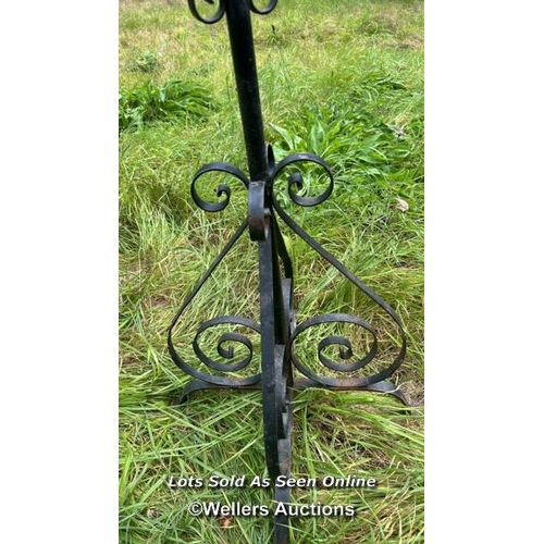 186 - Tall five arm wrought iron candle holder, 138cm (h) / Please bring equipment and labour to assist wi... 