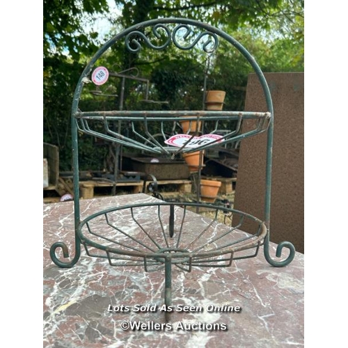 196 - Two tier metal fruit basket, 39cm (h) / Please bring equipment and labour to assist with removal of ... 