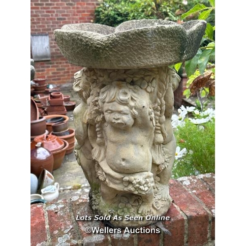 20 - Reconstituted stone bird bath, 52cm (h) x 35cm (d) / Please bring equipment and labour to assist wit... 