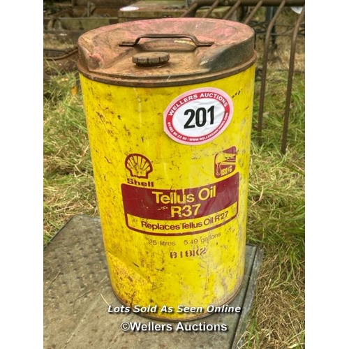 201 - Vintage shell oil can, 50cm (h) / Please bring equipment and labour to assist with removal of all lo... 