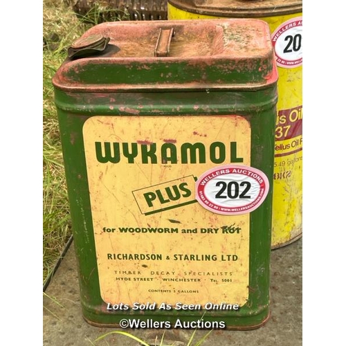 202 - Vintage Wykamol can, 48cm (h) / Please bring equipment and labour to assist with removal of all lots... 