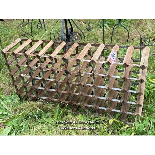 204 - Vintage wine rack, to store fifty bottles, 49cm (h) x 100cm (w) / Please bring equipment and labour ... 