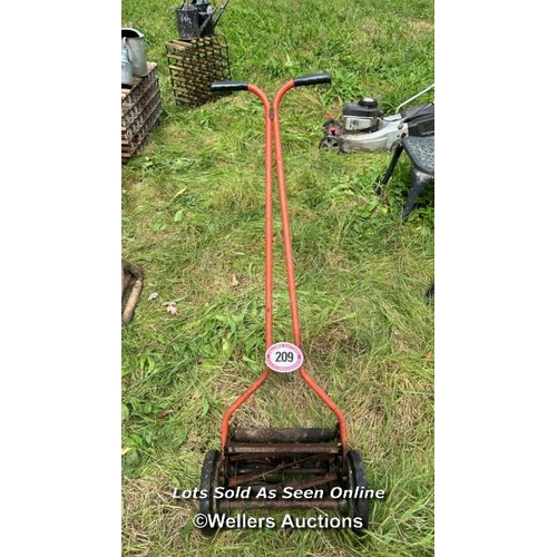 209 - Qualcast pushmower / Please bring equipment and labour to assist with removal of all lots. All lots ... 