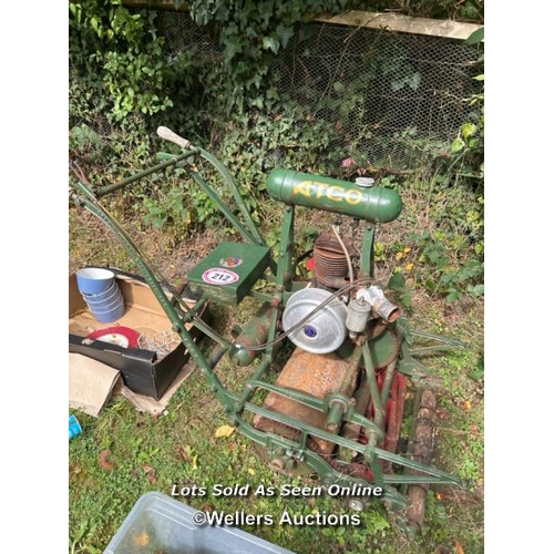 212 - Vintage Atco motorised pushmower / Please bring equipment and labour to assist with removal of all l... 