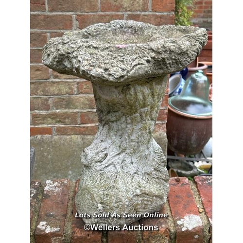 22 - Reconstituted stone bird bath, 43cm (h) x 36cm (dia) / Please bring equipment and labour to assist w... 