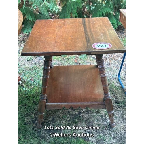 227 - A late Victorian mahogany two tier occasional table on turned legs, 82cm (h) x 56cm x 56cm / Please ... 