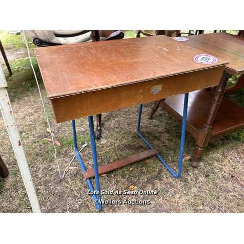 228 - Vintage school desk, 68cm (h) x 63cm (w) x 42cm (d) / Please bring equipment and labour to assist wi... 