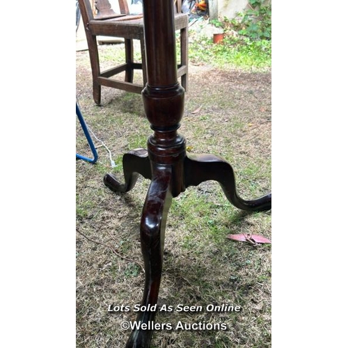 229 - A 18th century Georgian mahogany tripod table on pad feet, 76cm (h) x 76cm (dia) / Please bring equi... 