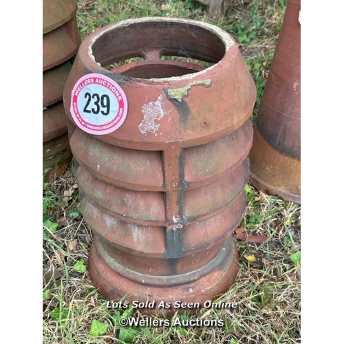 239 - Vented terracotta chimney pot, 46cm (h) / Please bring equipment and labour to assist with removal o... 