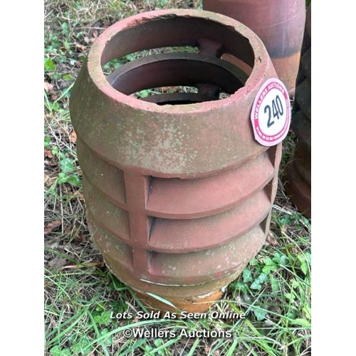 240 - Vented terracotta chimney pot, 46cm (h) / Please bring equipment and labour to assist with removal o... 