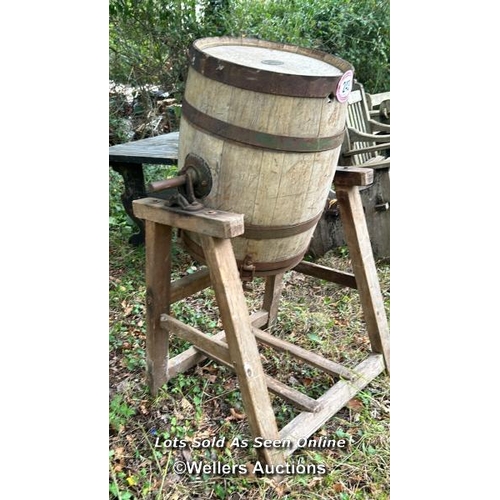 243 - Vintage butter barrel with stand by G.Llewellin & Son, 123cm (h) / Please bring equipment and labour... 