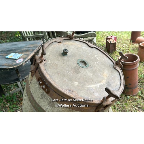 243 - Vintage butter barrel with stand by G.Llewellin & Son, 123cm (h) / Please bring equipment and labour... 