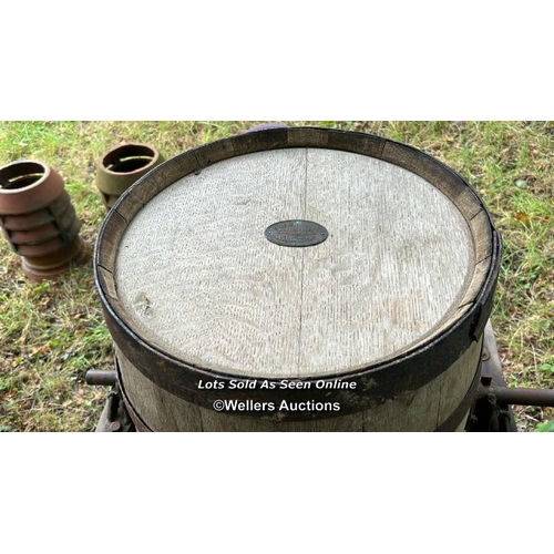 243 - Vintage butter barrel with stand by G.Llewellin & Son, 123cm (h) / Please bring equipment and labour... 