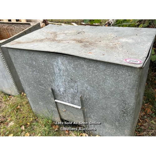 250 - A galvanised feed bin, 92cm (h) x 115cm (w) x 73cm (d) / Please bring equipment and labour to assist... 