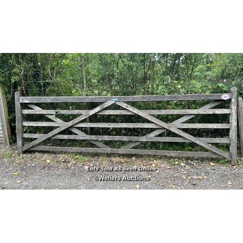 252 - Five bar wooden field gate, 12.5ft / Please bring equipment and labour to assist with removal of all... 