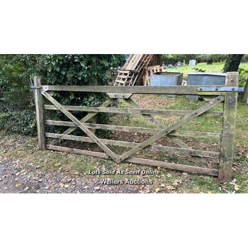 254 - Five bar wooden field gate, 9ft / Please bring equipment and labour to assist with removal of all lo... 