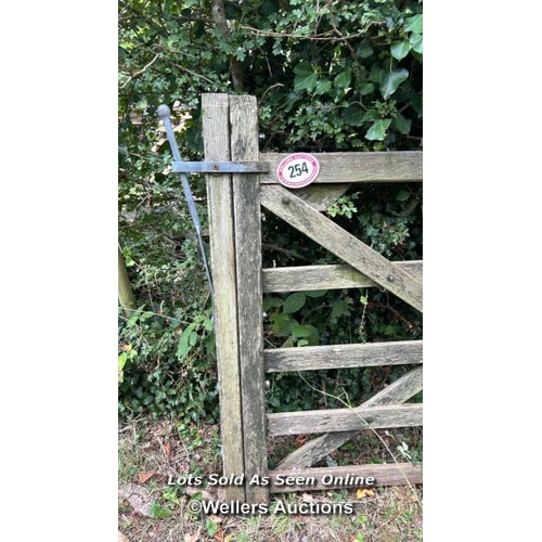 254 - Five bar wooden field gate, 9ft / Please bring equipment and labour to assist with removal of all lo... 